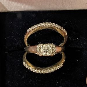 14kt white gold 3 ring diamond wedding set
